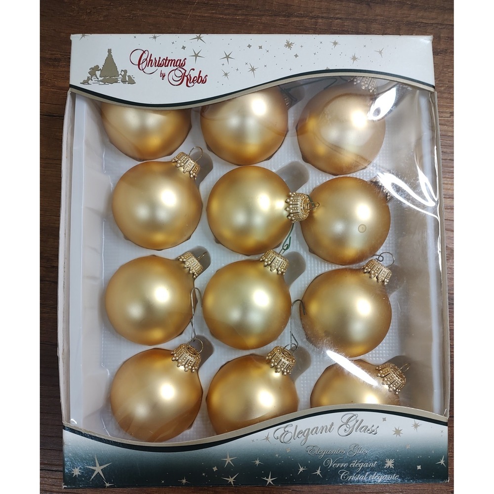 Box of 12 Christmas by Krebs 2" Gold Velvet Ornaments 039